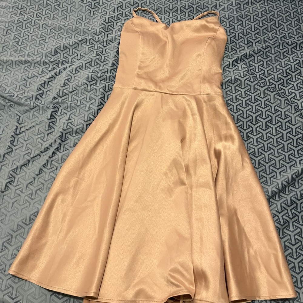 Elegant Peach Satin Dress